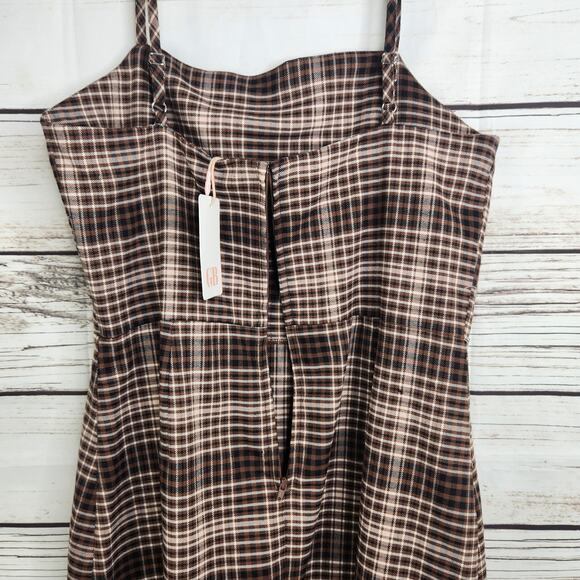 GB Woman's Brown Plaid Dress Size Large With Tags - Picture 7 of 12